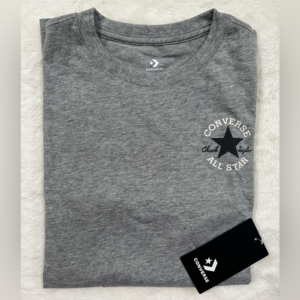 Converse Boy's T-shirt size L 12-13 yrs Grey Heather Graphic Print NEW